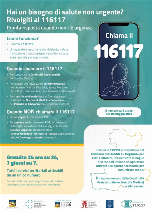Attivazione nuovo numero unico europeo per accedere ai servizi di continuità assistenziale (ex Guardia Medica)